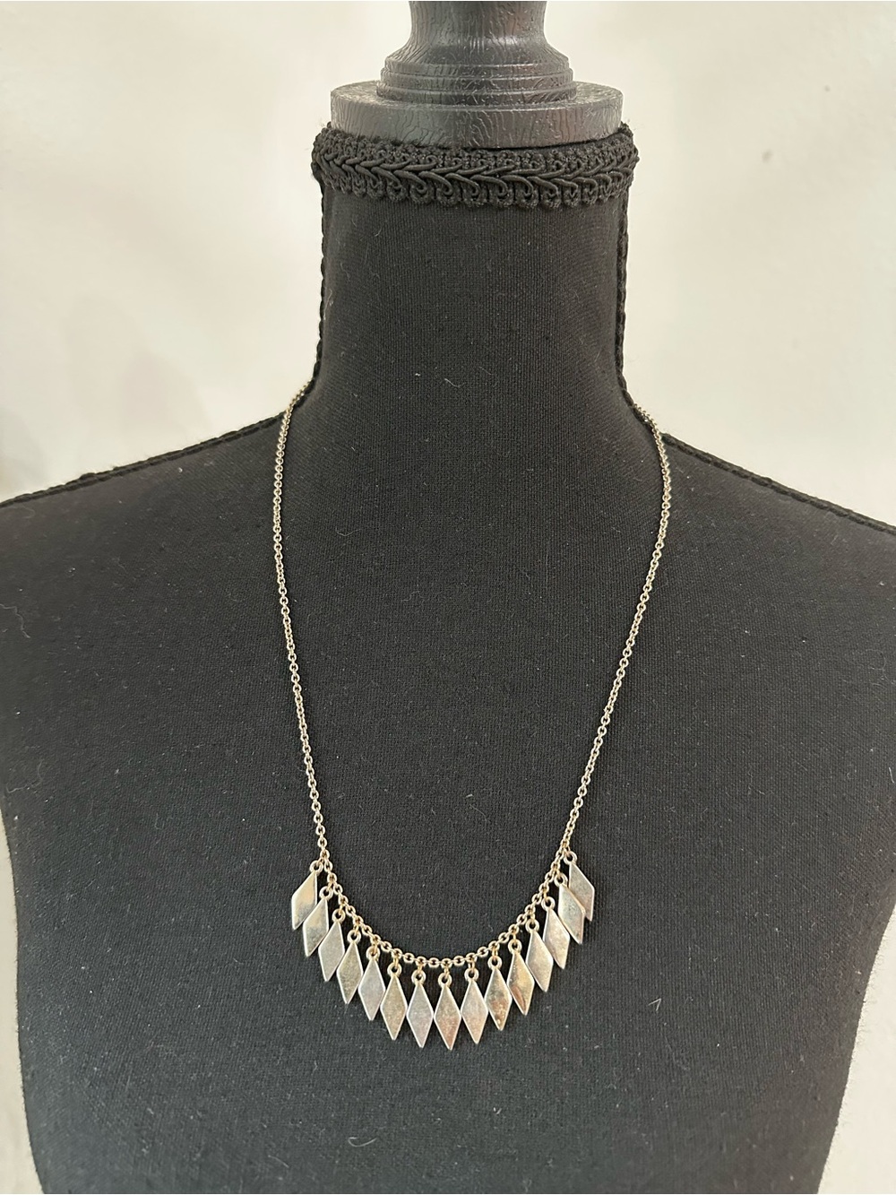 Silver-Tone Chevron Fringe Necklace for Women